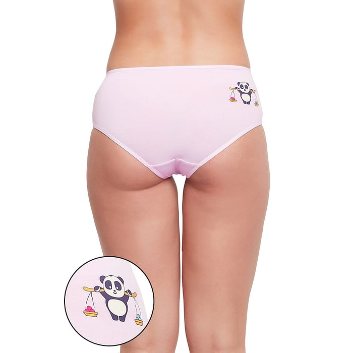 

Clovia Mid Waist Panda Print Hipster Panty in Mauve - Cotton - PN3297B12, Lavender