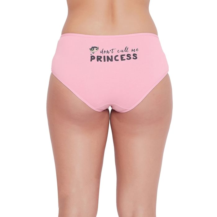 

Clovia Mid Waist Hipster Panty with Text Print Back in Baby Pink - Cotton - PN3414I22, Light pink