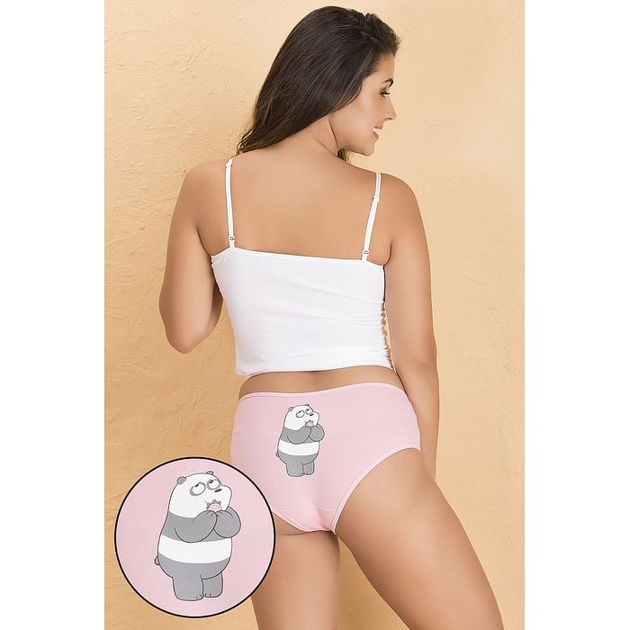 

Clovia Mid Waist Hipster Panty with Printed Back in Light Pink - Cotton - PN3414A22