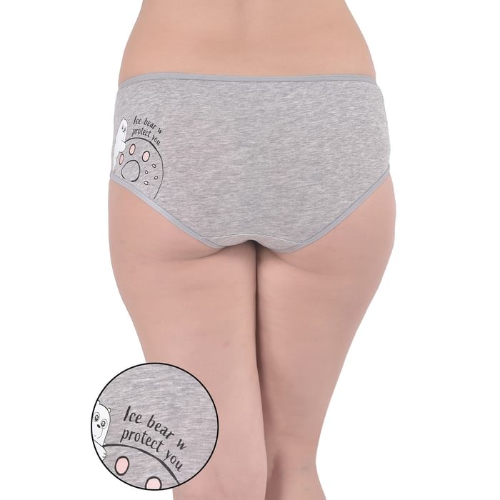 

Clovia Mid Waist Hipster Panty with Text & Graphic Print Back in Grey - Cotton - PN3310Q01, Light grey