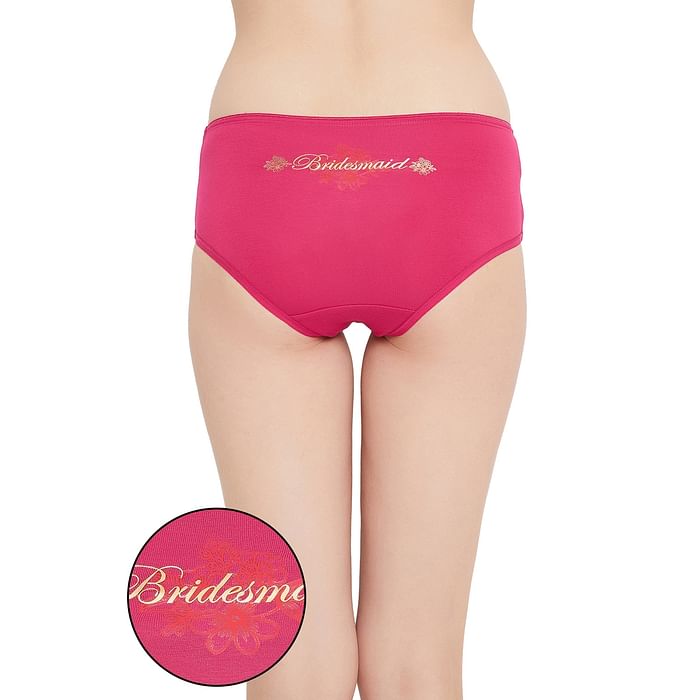 

Clovia Mid Waist Hipster Panty with Text Print Back in Dark Pink - Cotton - PN3458P14