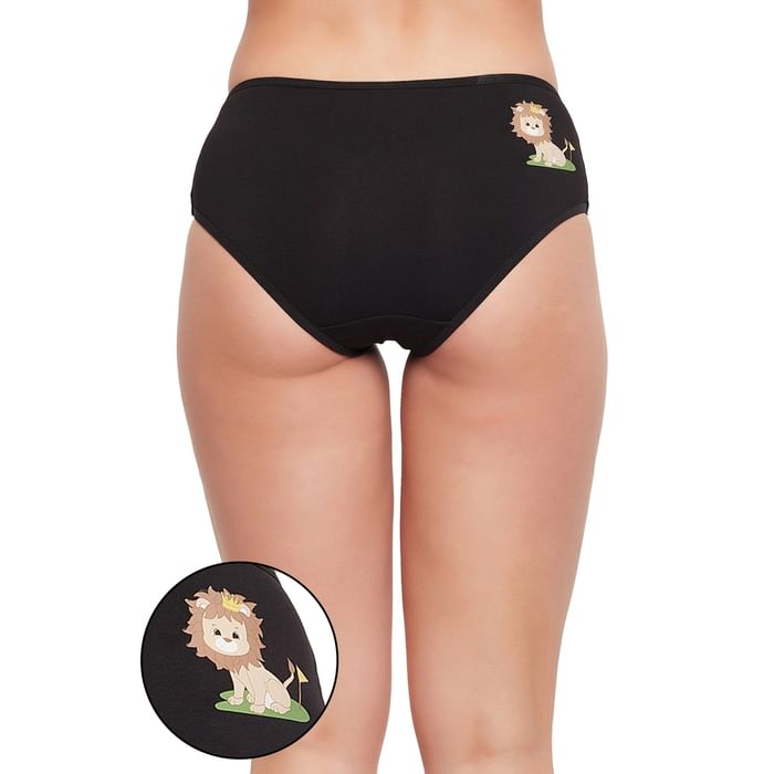 

Clovia Mid Waist Lion Print Hipster Panty in Black - Cotton - PN3297A13
