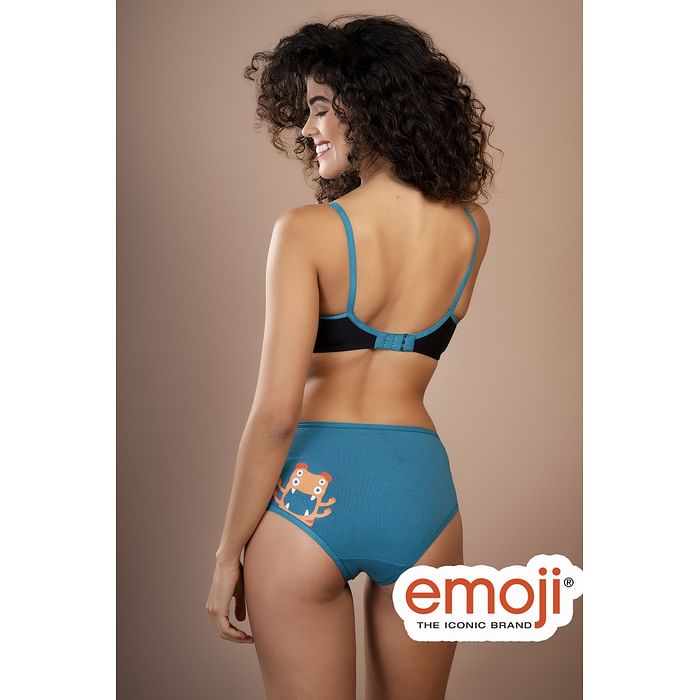 

Clovia Mid Waist Monster Emoji Print Hipster Panty in Teal Blue - Cotton - PN3310A17, Dark green