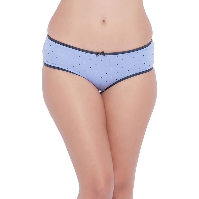 

Clovia Mid Waist Polka Dot Hipster Panty in Powder Blue - Cotton - PN2990A03, Light blue