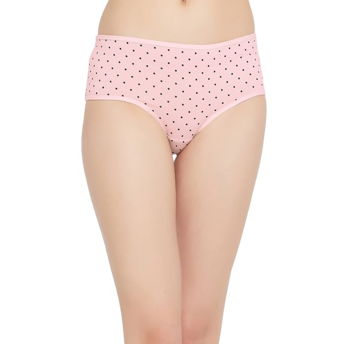 

Clovia Mid Waist Polka Dot Print Hipster Panty in Soft Pink - Cotton - PN3411M22, Light pink