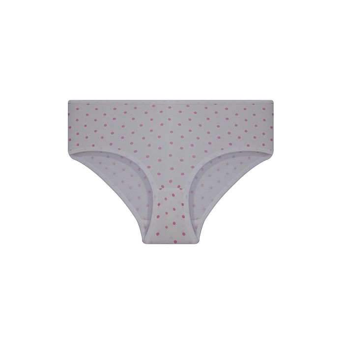 

Clovia Mid Waist Polka Dot Print Hipster Panty in White - Cotton - PN3464P18