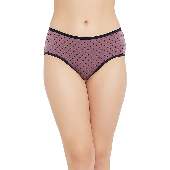 

Clovia Mid Waist Polka Print Hipster Panty in Dusky Pink - Cotton - PN2990D22, Light pink