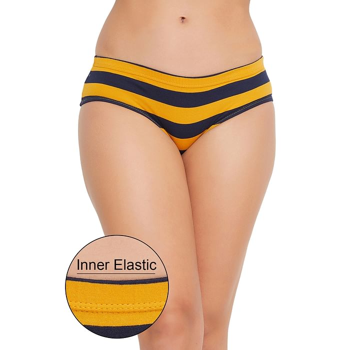 

Clovia Mid Waist Striped Hipster Panty with Inner Elastic in Navy - Cotton - PN3227N08