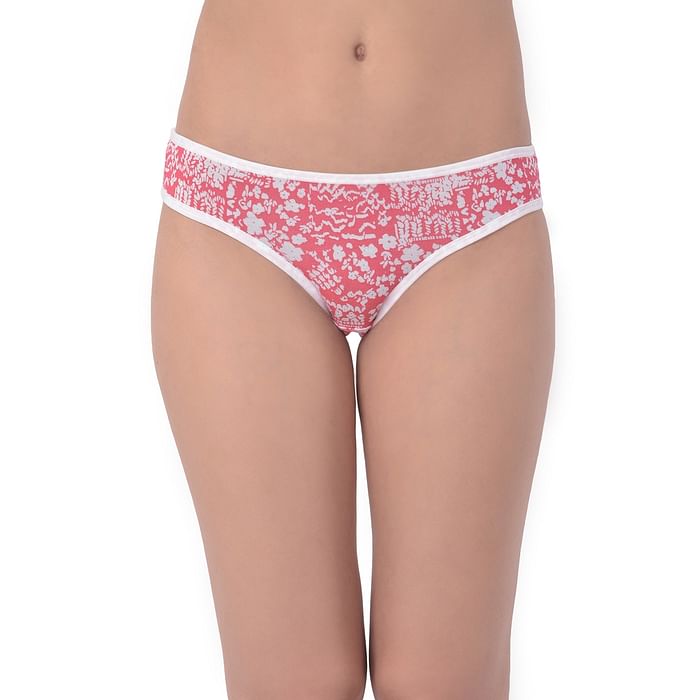 

Clovia Low Waist Printed Bikini Panty in Coral Red - Cotton - PN2519L04