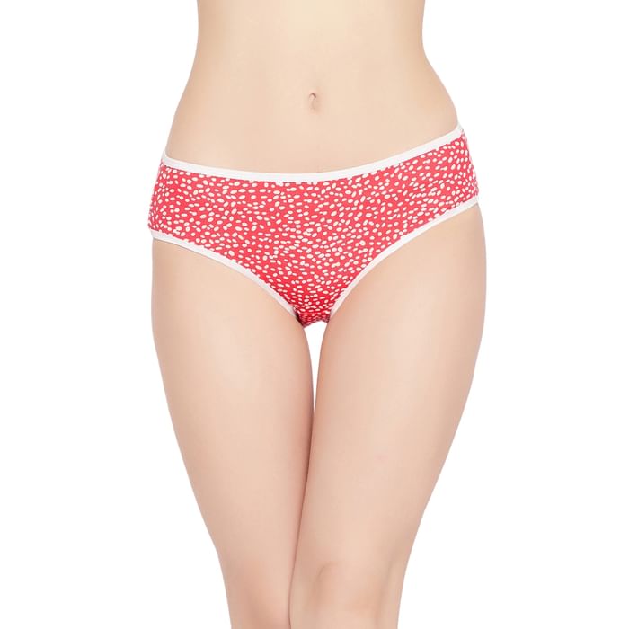

Clovia Mid Waist Printed Bikini Panty in Red - Cotton - PN3467T04