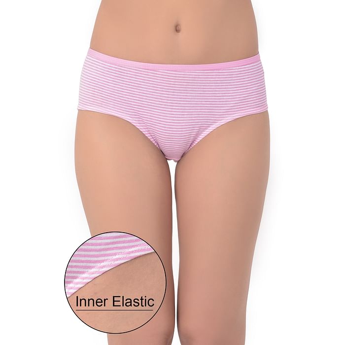 

Clovia Mid Waist Printed Hipster Panty in Baby Pink with Inner Elastic - Cotton - PN3464D22, Light pink