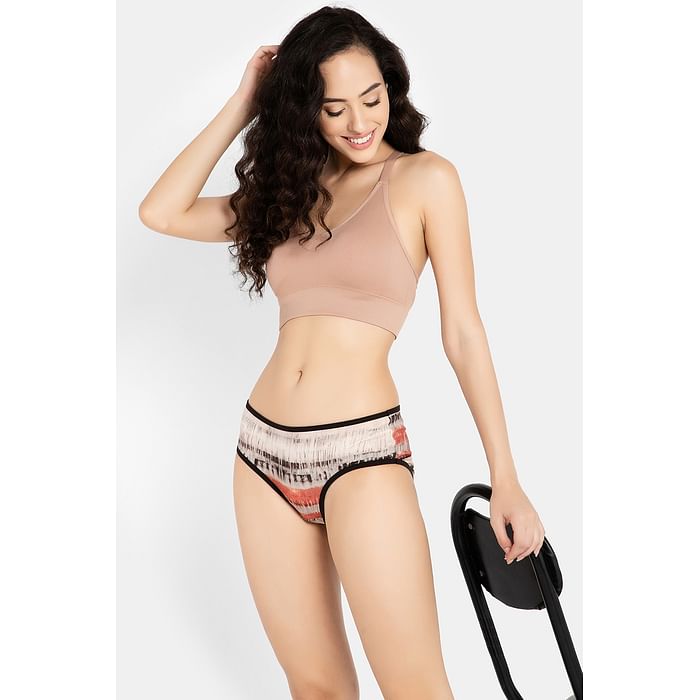 

Clovia Mid Waist Printed Hipster Panty in Beige - Cotton - PN3411A24, Nude-colour
