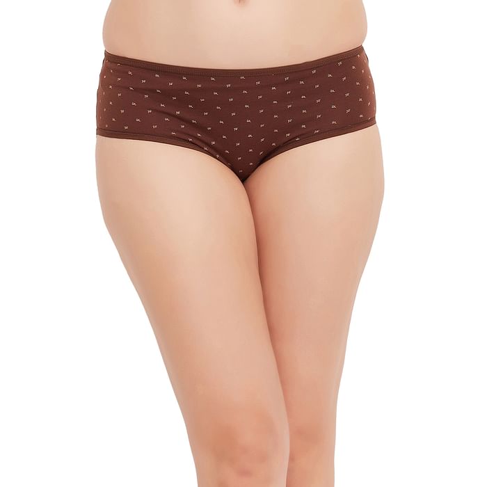 

Clovia Mid Waist Printed Hipster Panty in Brown - Cotton - PN3411Z06