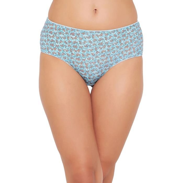 

Clovia Mid Waist Printed Hipster Panty in Turquoise Blue - PN3404B03, Light blue