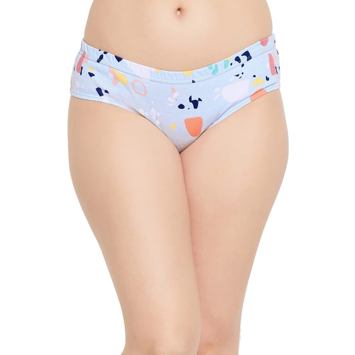 

Clovia Mid Waist Printed Hipster Panty in Light Grey with Inner Elastic - 100% Cotton - PN2855G01