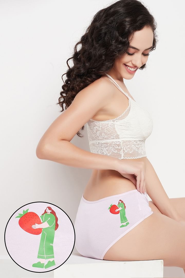 Buy Mid Waist Fruit Print Hipster Panty in Lilac - Cotton Online India,  Best Prices, COD - Clovia - PN3297G12