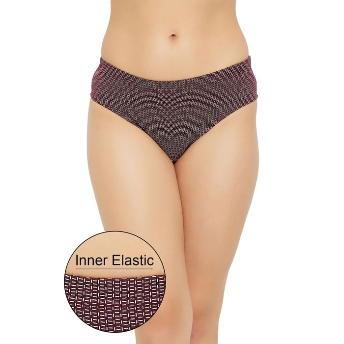 

Clovia Mid Waist Printed Hipster Panty in Maroon - Cotton - PN2855A09