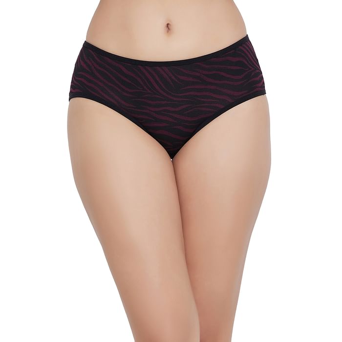 

Clovia Mid Waist Printed Hipster Panty in Maroon - Cotton - PN3411J09