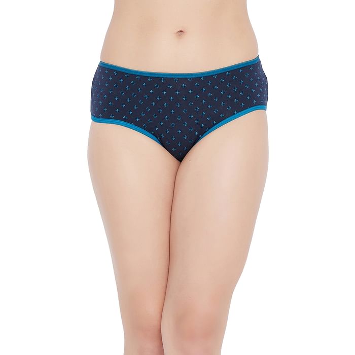 

Clovia Mid Waist Printed Hipster Panty in Navy - Cotton - PN2854G08