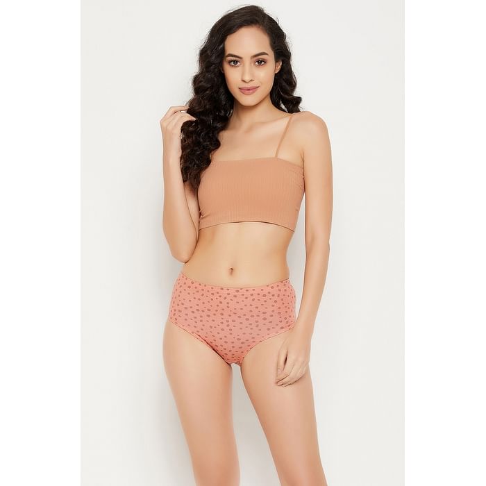 

Clovia Mid Waist Printed Hipster Panty in Peach Colour with Inner Elastic - Cotton - PN2855M34, Teal