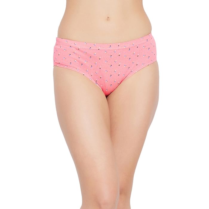 

Clovia Mid Waist Printed Hipster Panty in Peach Colour with Inner Elastic - Cotton - PN2855X34, Teal