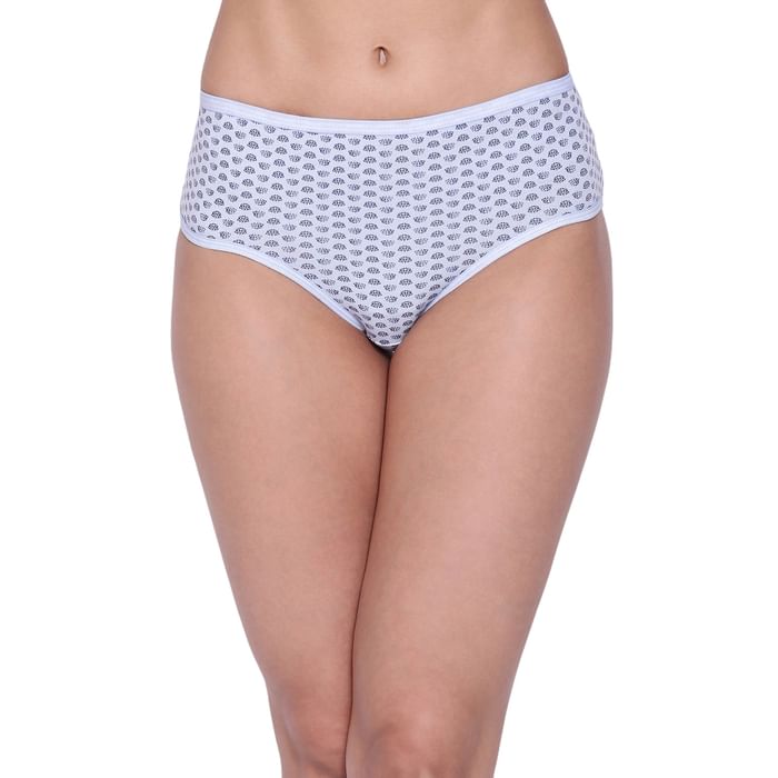 

Clovia Mid Waist Printed Hipster Panty in Powder Blue - Cotton - PN2854N03, Light blue