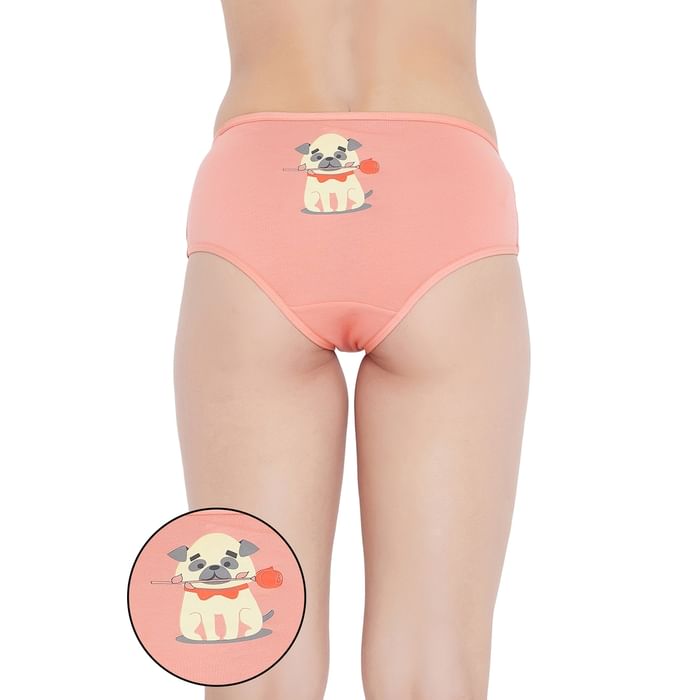 

Clovia Mid Waist Pug Print Hipster Panty in Punch pink - Cotton - PN3297P34, Teal