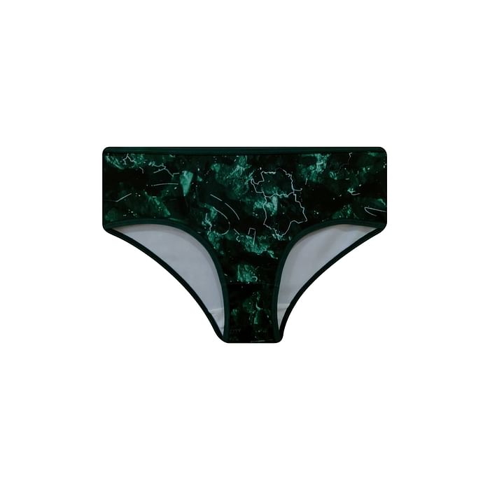 

Clovia Mid Waist Marble Print Hipster Panty in Dark Green - PN3404A17