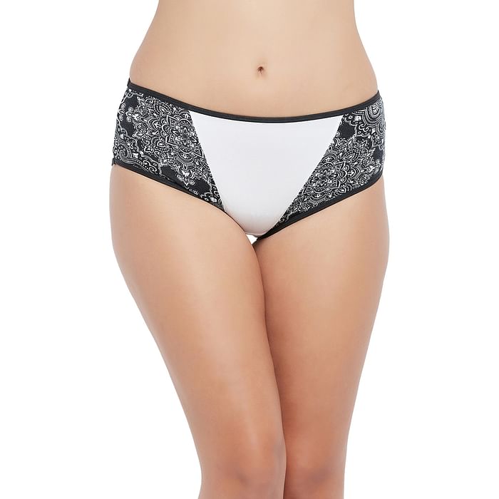 

Clovia Mid Waist Printed Hipster Panty in White - Cotton - PN2966A18