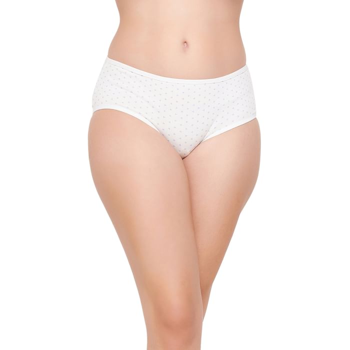 

Clovia Mid Waist Printed Hipster Panty in White - Cotton - PN3411F18