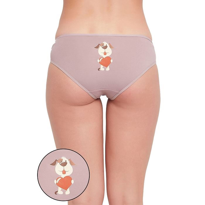 

Clovia Low Waist Puppy Print Hipster Panty in Lilac - Cotton - PN3480B22, Light pink