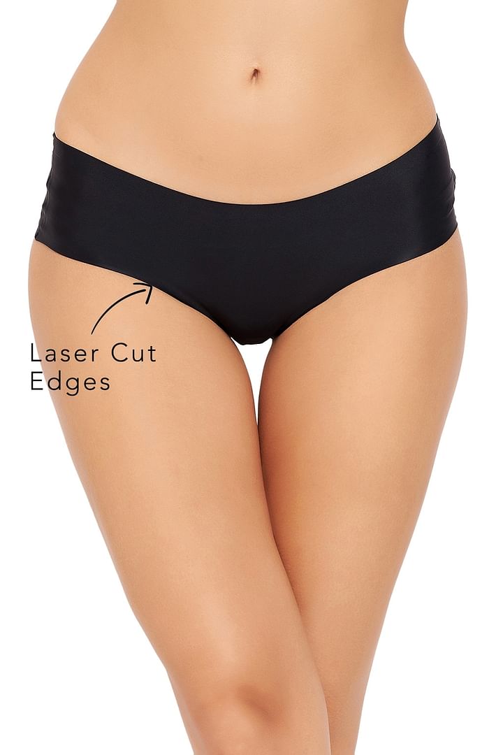 Buy Mid Waist Seamless Laser-Cut Hipster Panty in Black Online