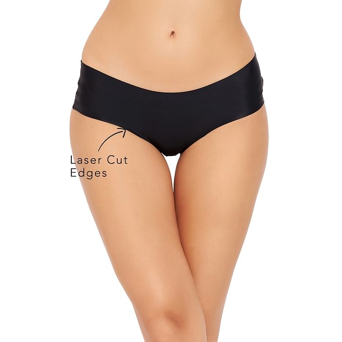 

Clovia Mid Waist Seamless Laser-Cut Hipster Panty in Black - PN2430A13