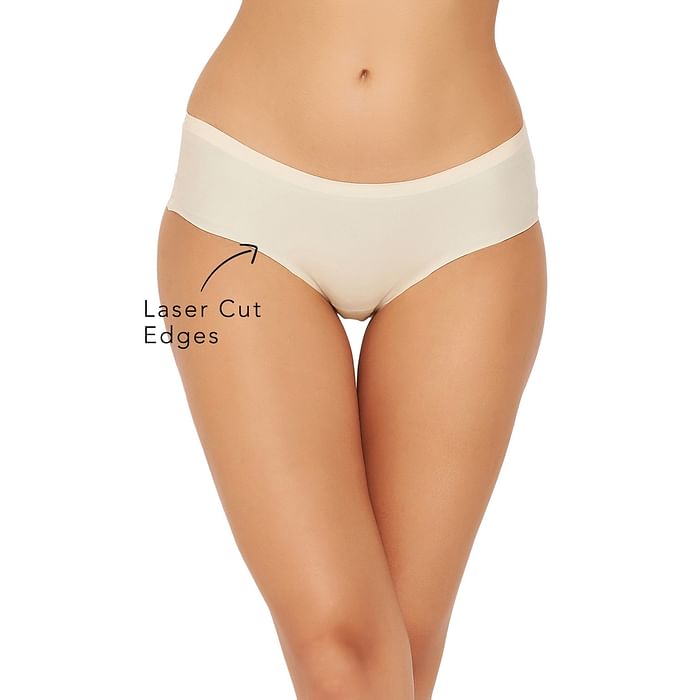 

Clovia Mid Waist Seamless Laser-Cut Hipster Panty in Nude Colour - PN2430P24