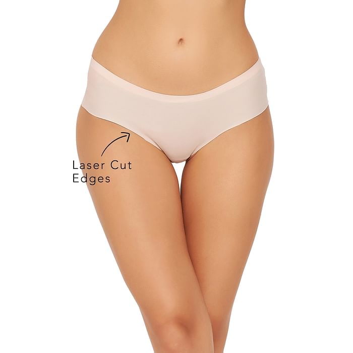 

Clovia Mid Waist Seamless Laser-Cut Hipster Panty in Peach Colour - PN2430P34