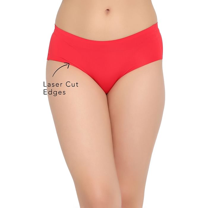 

Clovia Mid Waist Seamless Laser Cut Hipster Panty in Red - PN2430P04