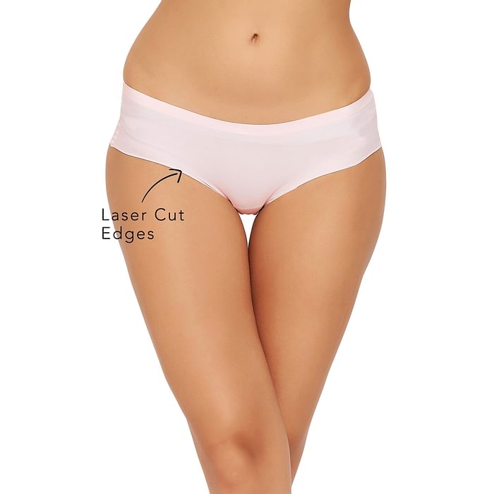 

Clovia Mid Waist Seamless Laser-Cut Hipster Panty in Soft Pink - PN2430A22, Light pink