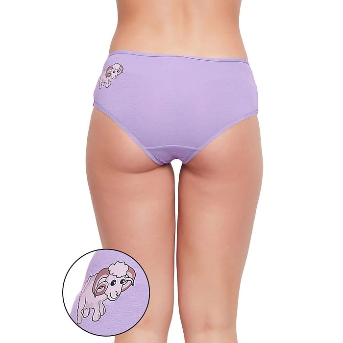 

Clovia Mid Waist Sheep Print Hipster Panty in Purple - Cotton - PN3297F12, Lavender