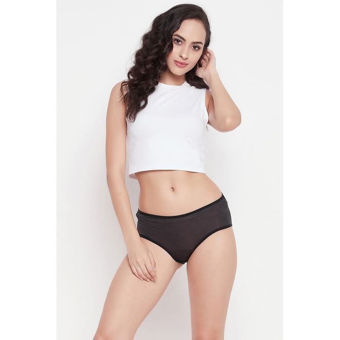 

Clovia Mid Waist Snakeskin Print Hipster Panty in Dark Grey - PN3404B05