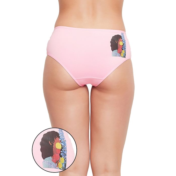 

Clovia Mid Waist Printed Hipster Panty in Baby Pink - Cotton - PN3110A22, Light pink