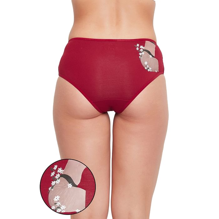 

Clovia Mid Waist Printed Hipster Panty in Maroon - Cotton - PN3110C09