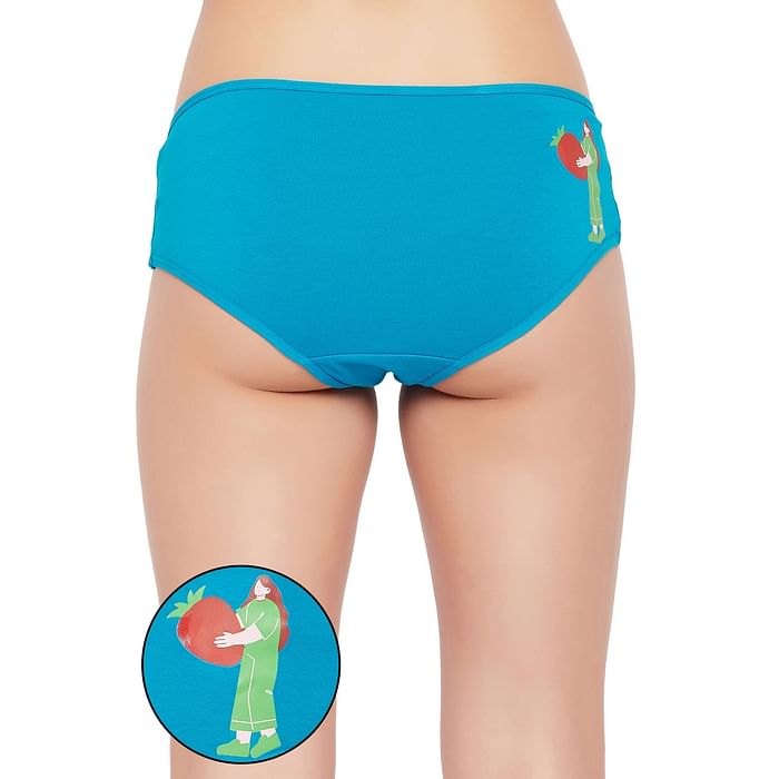 

Clovia Mid Waist Graphic Print Hipster Panty in Electric Blue - Cotton - PN3297H03, Light blue
