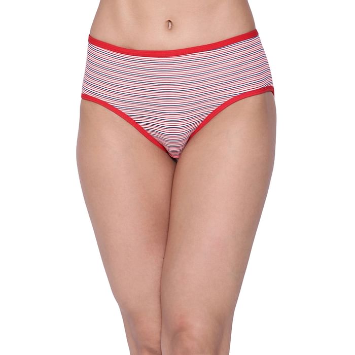 

Clovia Mid Waist Striped Hipster Panty in Multicolour - Cotton - PN2854H19