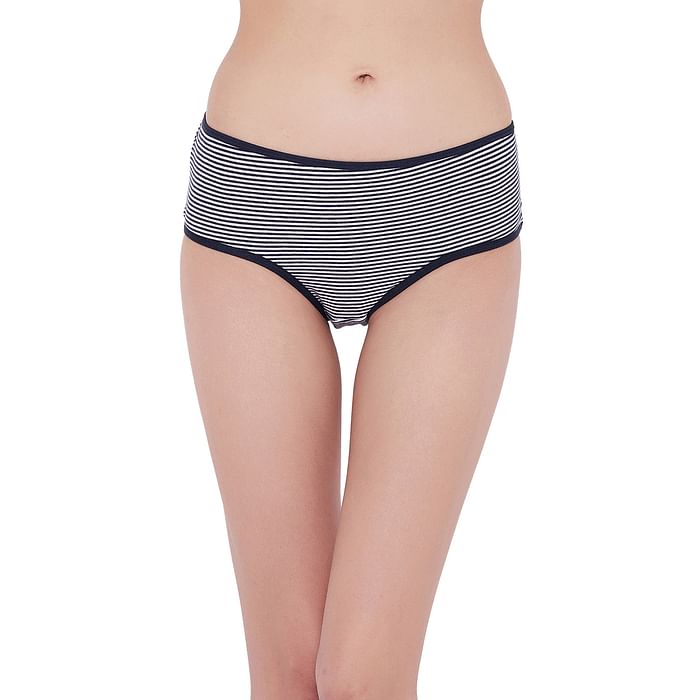 

Clovia Mid Waist Striped Hipster Panty in Navy - Cotton - PN3411T08