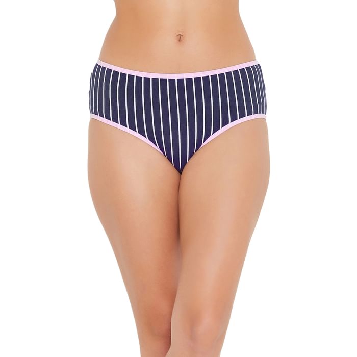 

Clovia Mid Waist Striped Hipster Panty in Navy - Cotton - PN2679C08