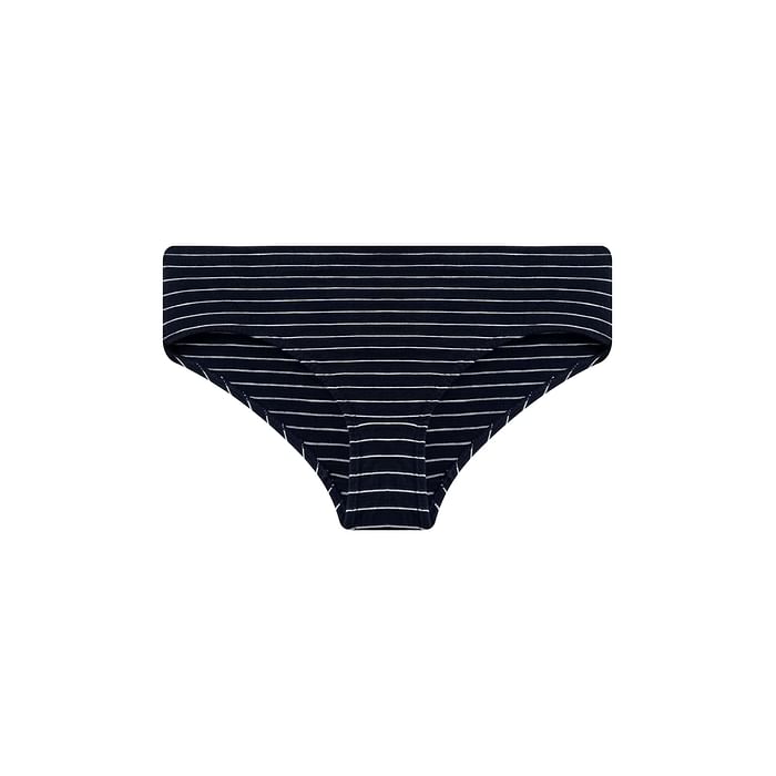 

Clovia Mid Waist Striped Hipster Panty in Navy with Inner Elastic - 100% Cotton - PN2488C08