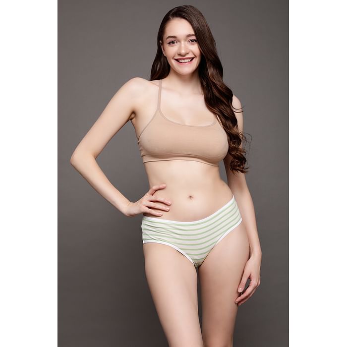 

Clovia Mid Waist Striped Hipster Panty in White - Cotton - PN3411N18