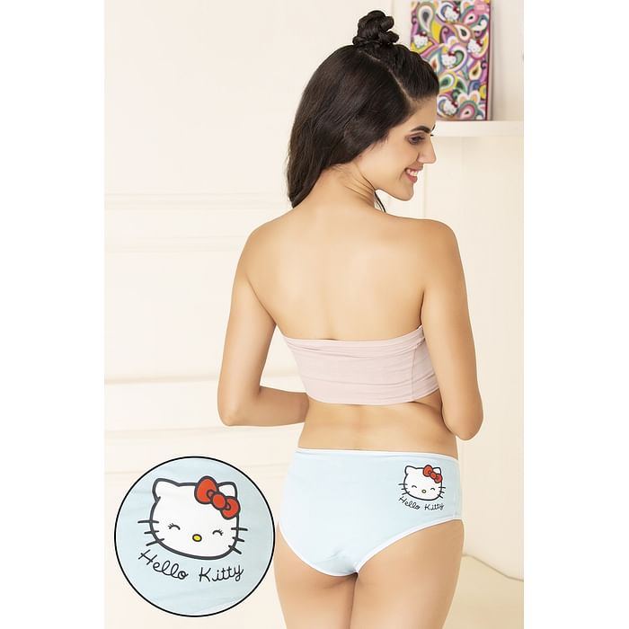

Clovia Mid Waist Text & Hello Kitty Print Hipster Panty in Baby Blue - Cotton - PN3310B03, Light blue