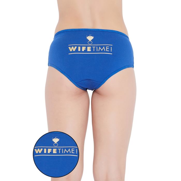 

Clovia Mid Waist Text Print Hipster Bridal Panty in Royal Blue - Modal - PN3458K08, Navy