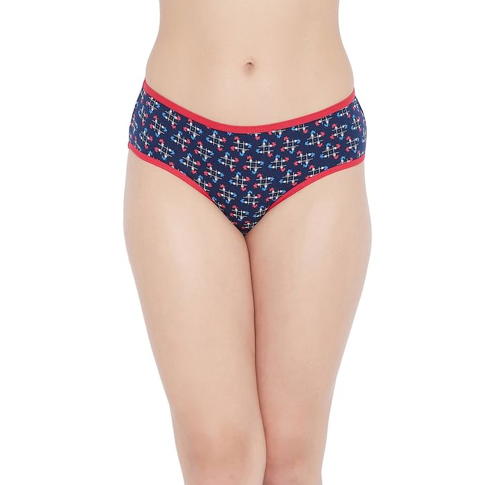 

Clovia Mid Waist Tic-Tac-Toe Print Hipster Panty in Navy - Cotton - PN3464U08